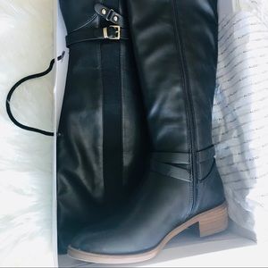 Aldo Black Leather Over The Knee Boots🌸